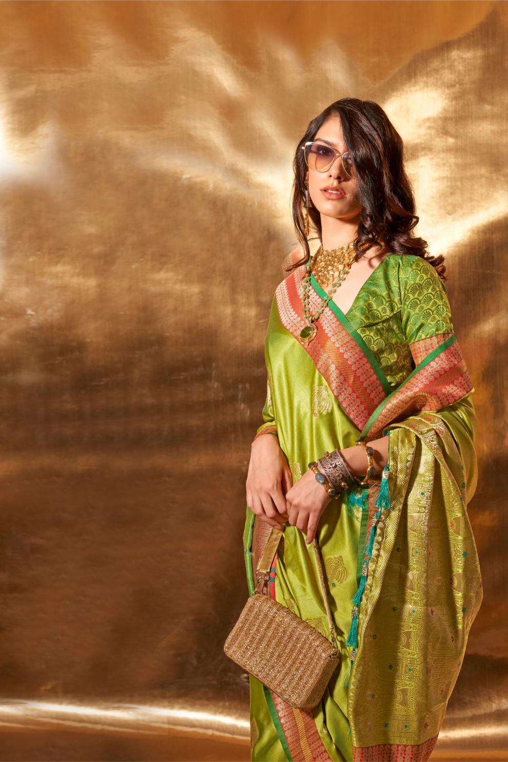 Woven Zari Satin Banarasi Silk Saree with Rich Traditional Detailing