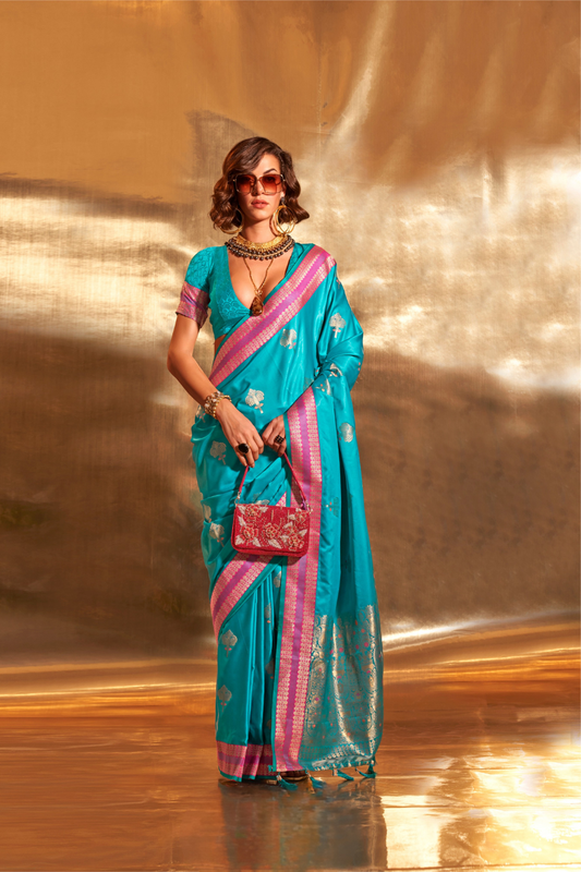Woven Zari Satin Banarasi Silk Saree with Rich Traditional Detailing
