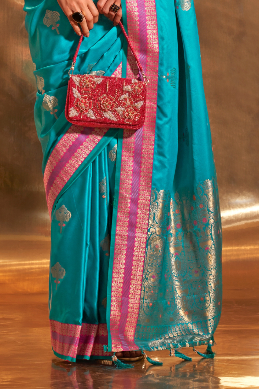 Woven Zari Satin Banarasi Silk Saree with Rich Traditional Detailing