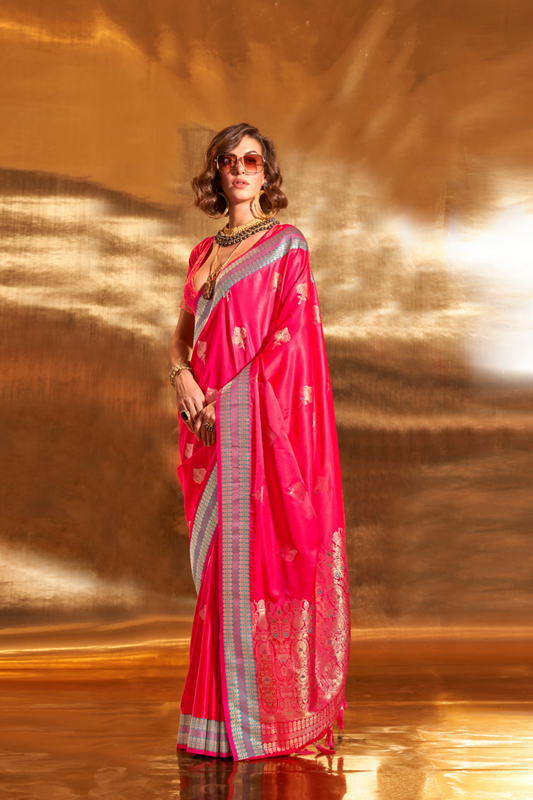 Woven Zari Satin Banarasi Silk Saree with Rich Traditional Detailing