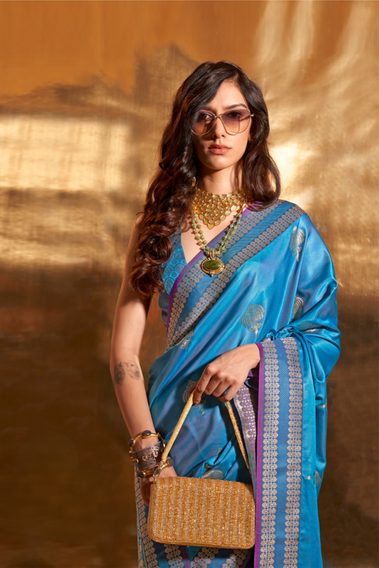 Woven Zari Satin Banarasi Silk Saree with Rich Traditional Detailing