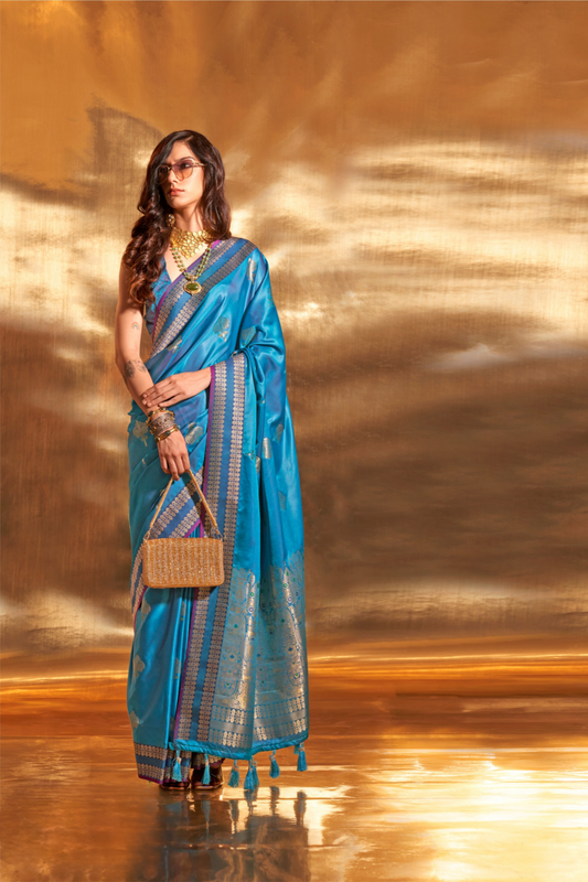 Woven Zari Satin Banarasi Silk Saree with Rich Traditional Detailing