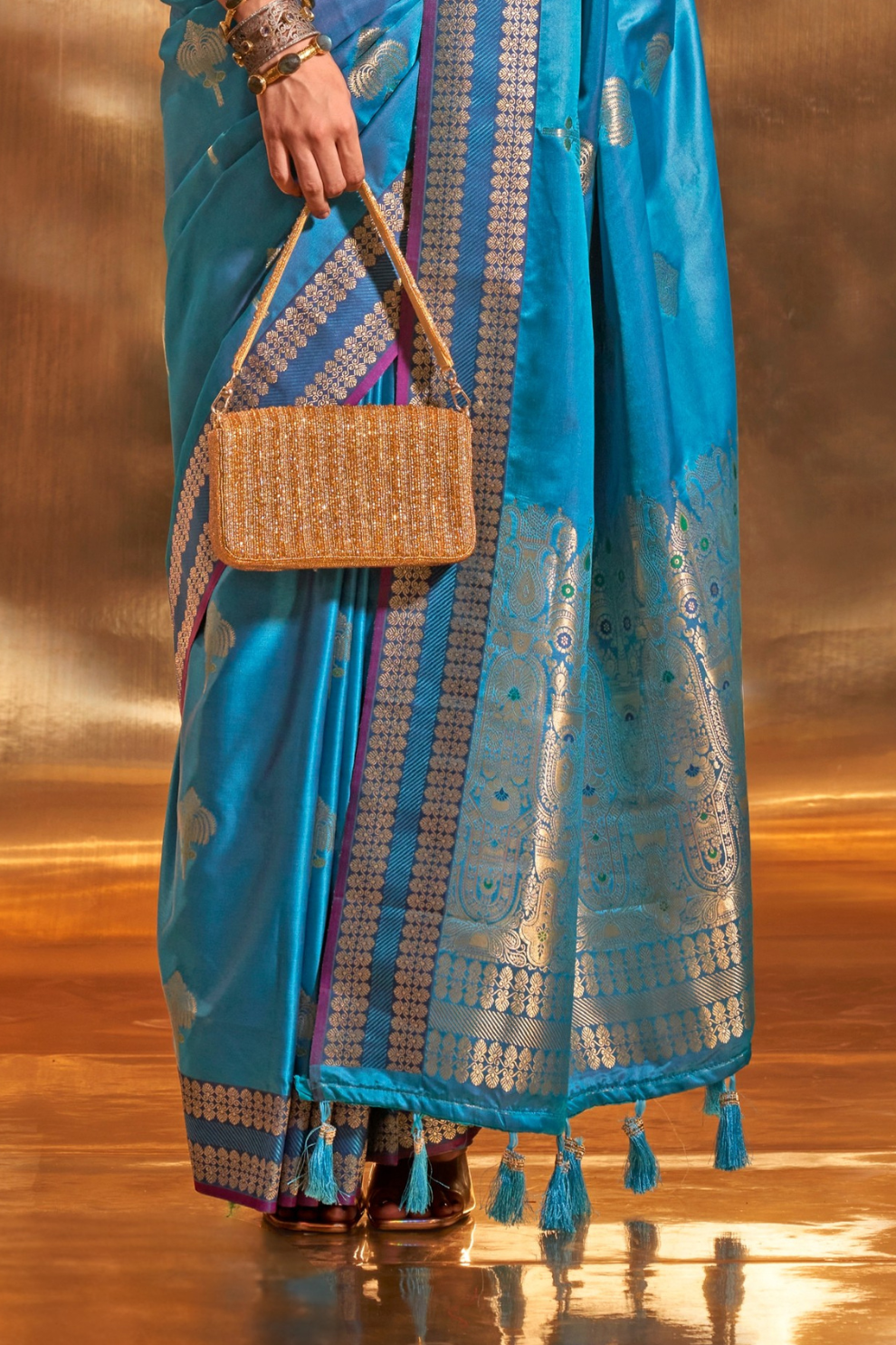 Woven Zari Satin Banarasi Silk Saree with Rich Traditional Detailing