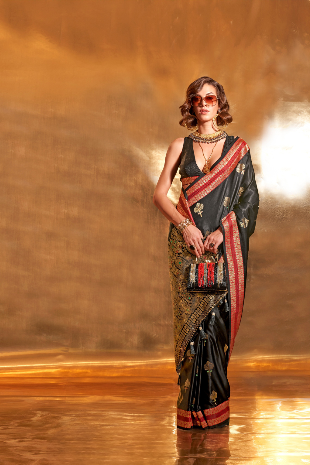 Woven Zari Satin Banarasi Silk Saree with Rich Traditional Detailing