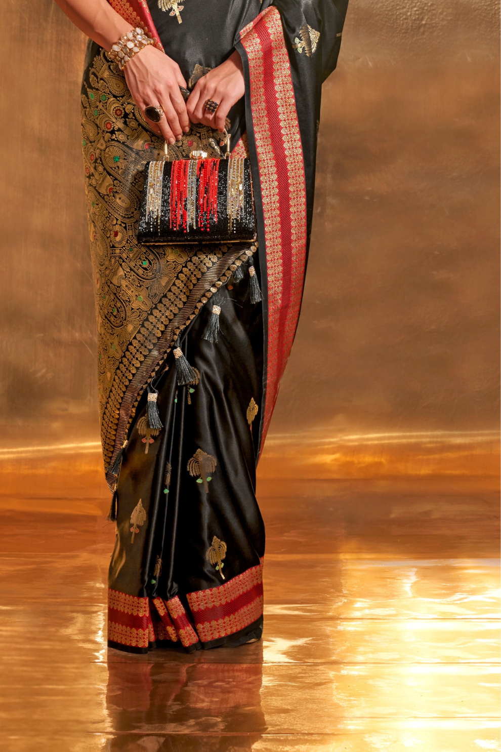 Woven Zari Satin Banarasi Silk Saree with Rich Traditional Detailing