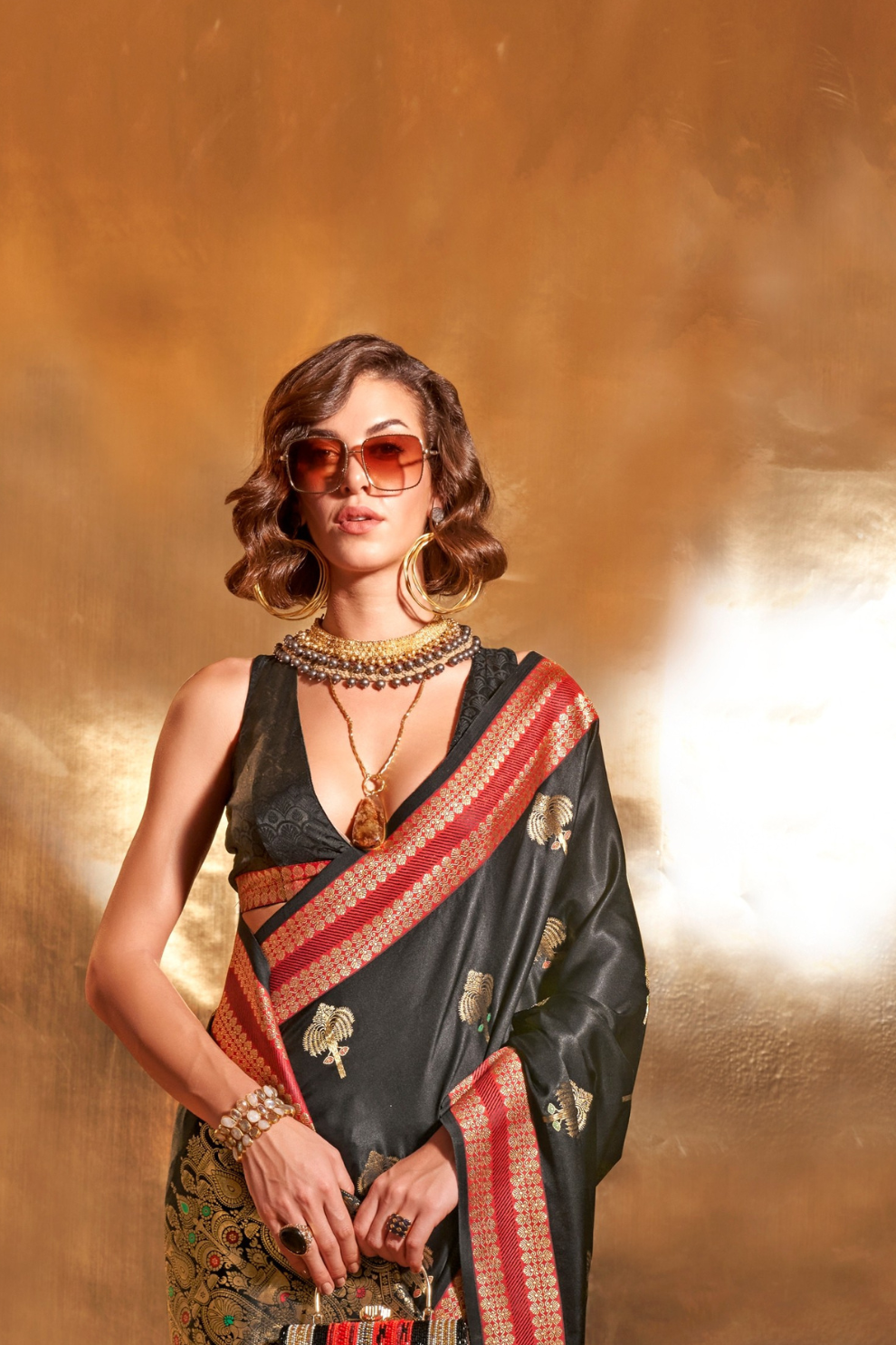 Woven Zari Satin Banarasi Silk Saree with Rich Traditional Detailing