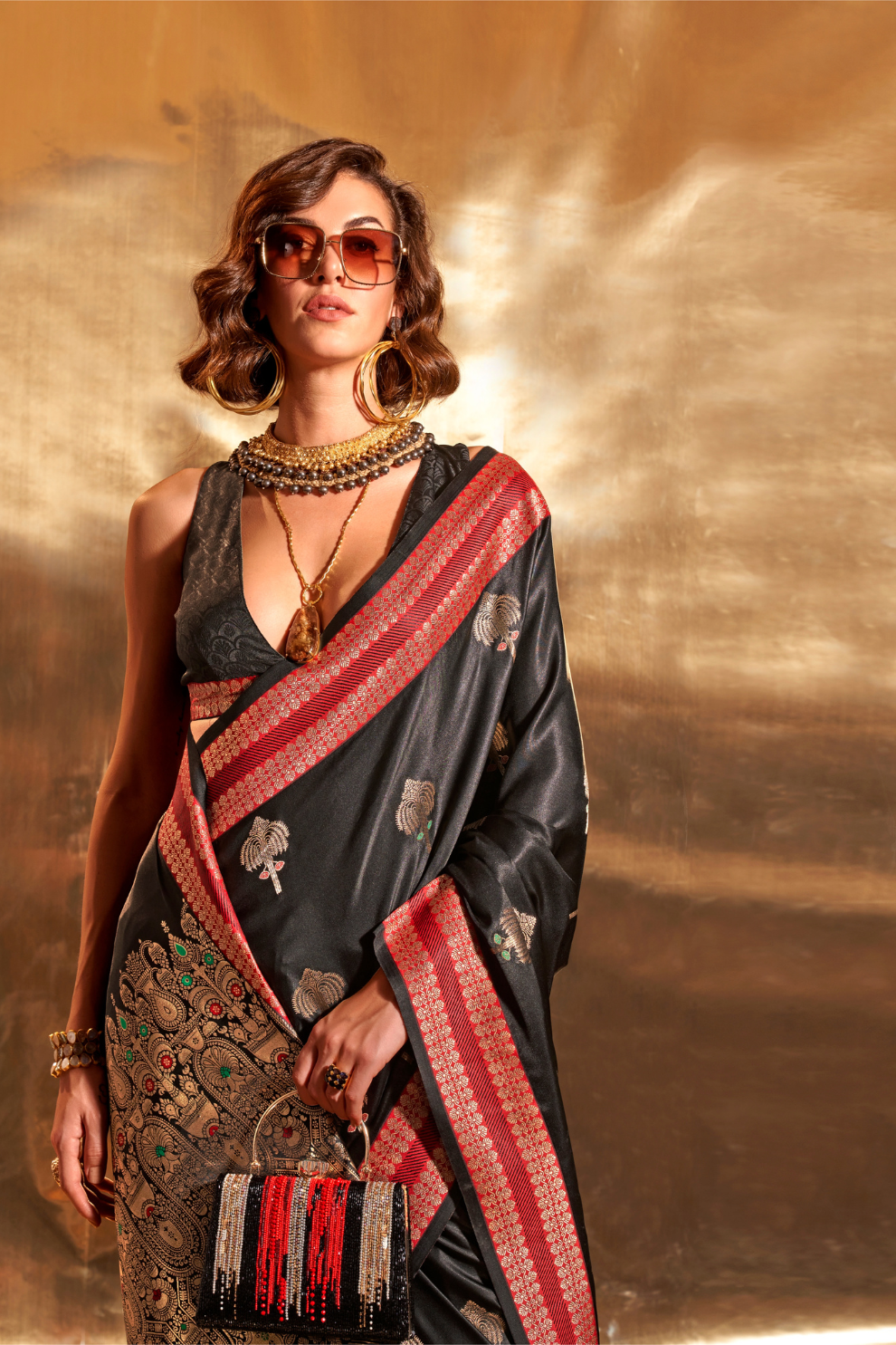 Woven Zari Satin Banarasi Silk Saree with Rich Traditional Detailing