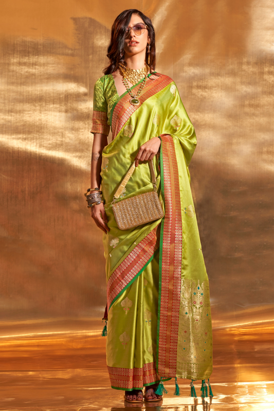 Woven Zari Satin Banarasi Silk Saree with Rich Traditional Detailing