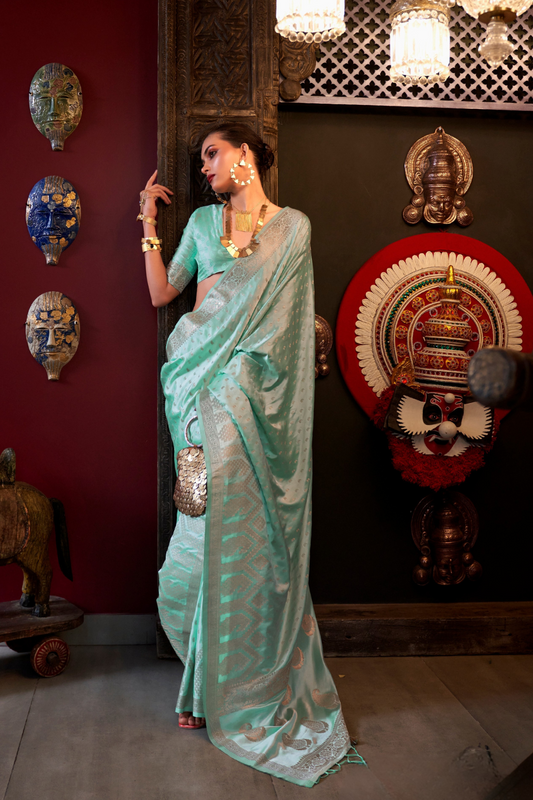 Designer Satin Silk Saree with Intricate Woven Detailing