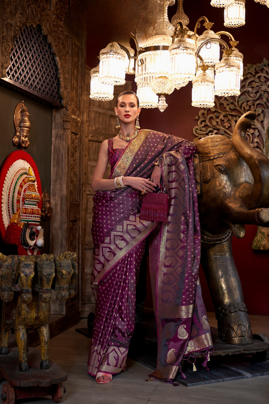 Designer Satin Silk Saree with Intricate Woven Detailing