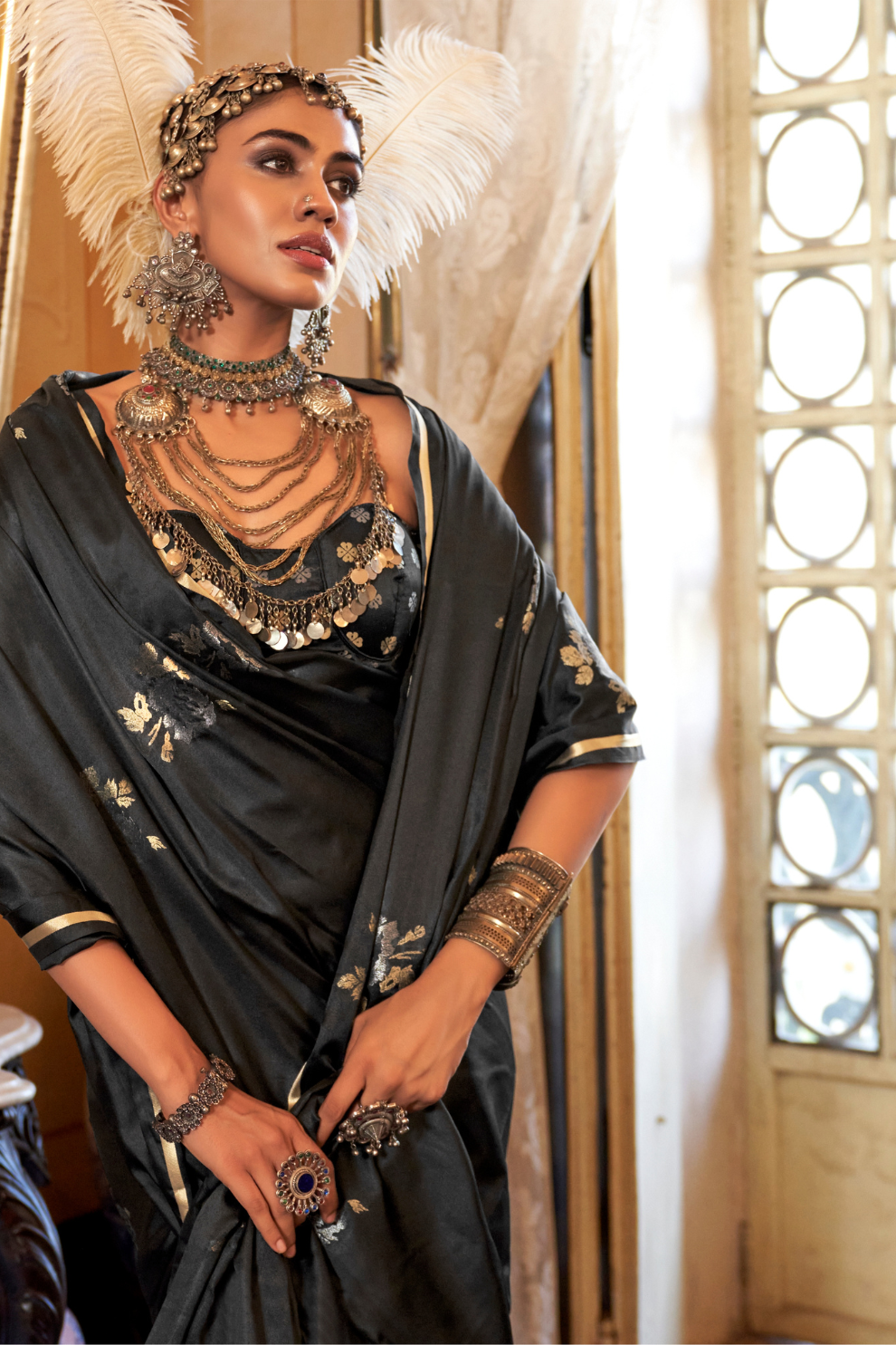 Zari Woven Banarasi Satin Silk Saree with Glossy Rich Finish