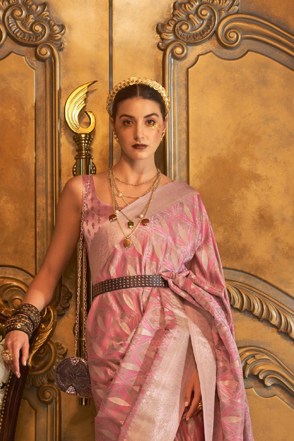 Satin Handloom Saree with Intricate Weaving Work