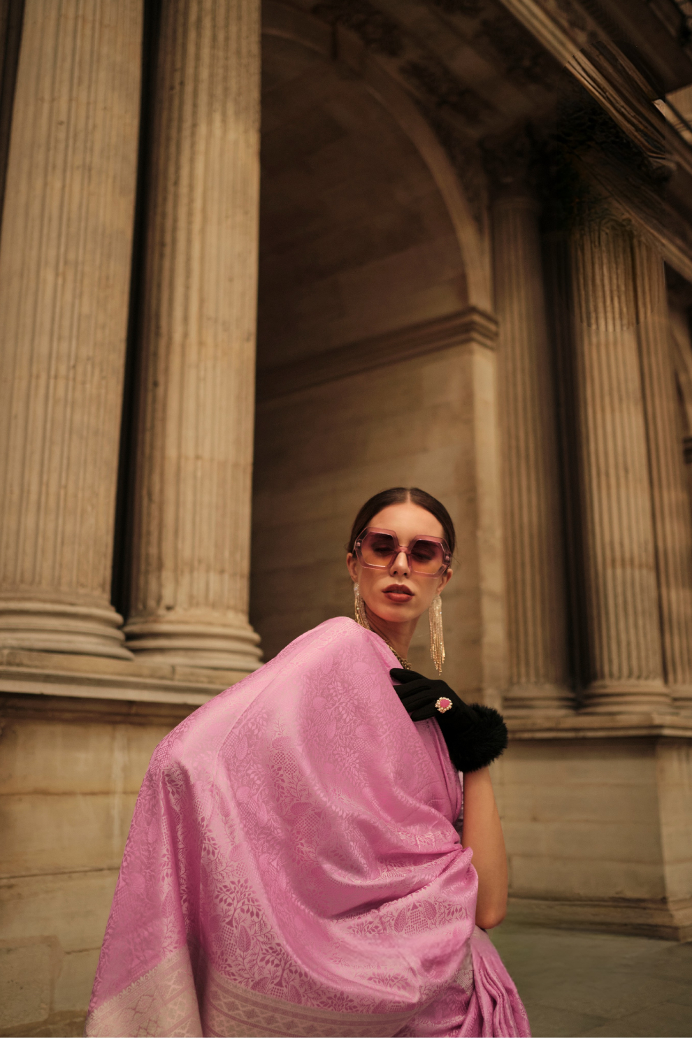 Lustrous Silk Satin Saree with Elegant Drape