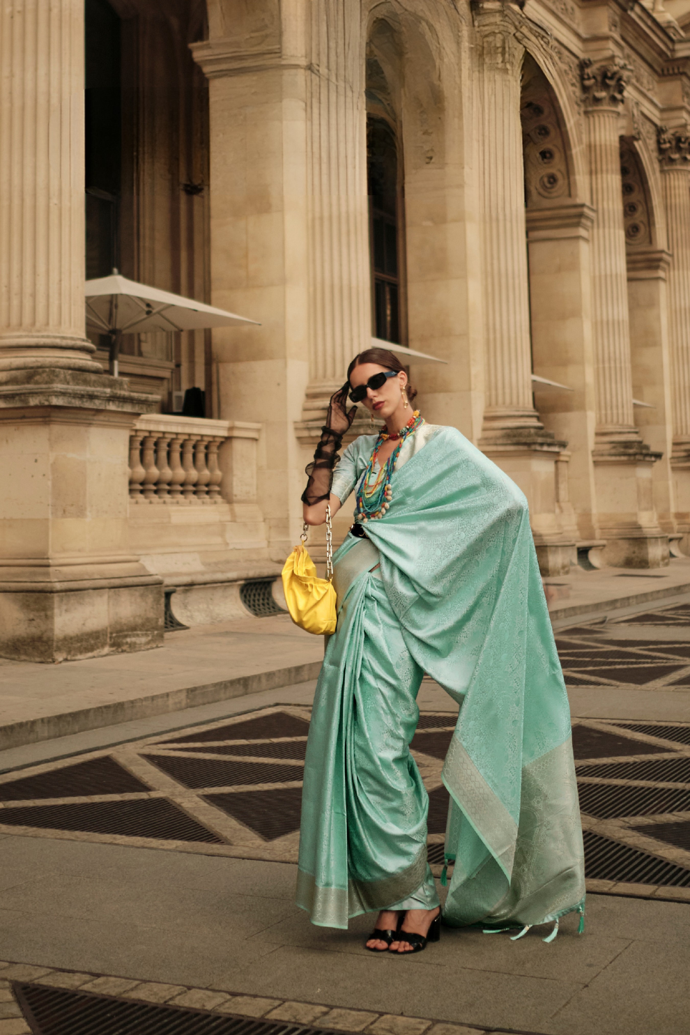 Lustrous Silk Satin Saree with Elegant Drape