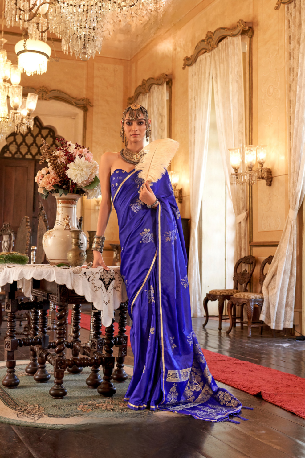 Zari Woven Banarasi Satin Silk Saree with Glossy Rich Finish