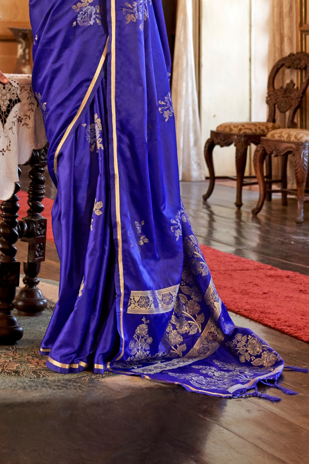 Zari Woven Banarasi Satin Silk Saree with Glossy Rich Finish