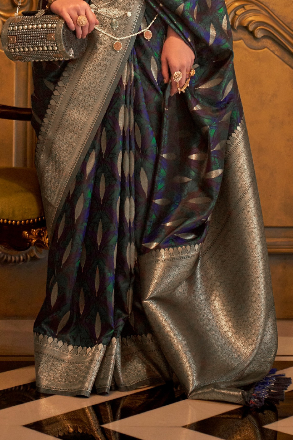 Satin Handloom Saree with Intricate Weaving Work