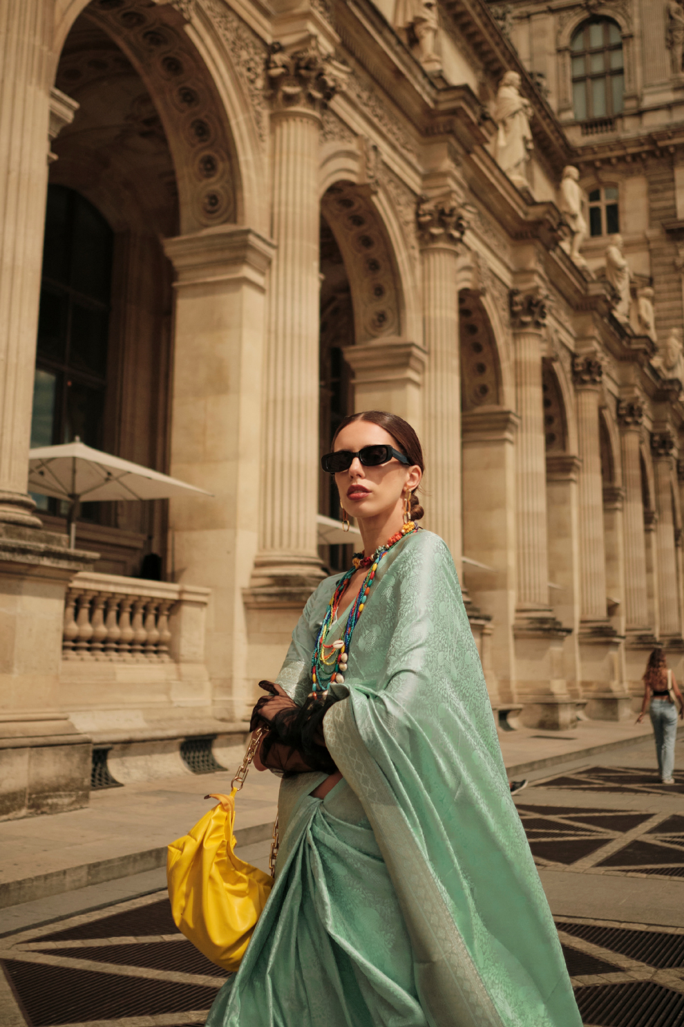 Lustrous Silk Satin Saree with Elegant Drape