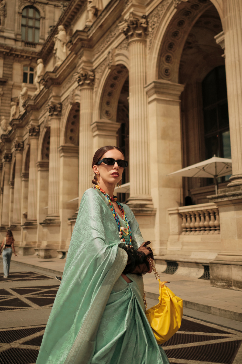 Lustrous Silk Satin Saree with Elegant Drape