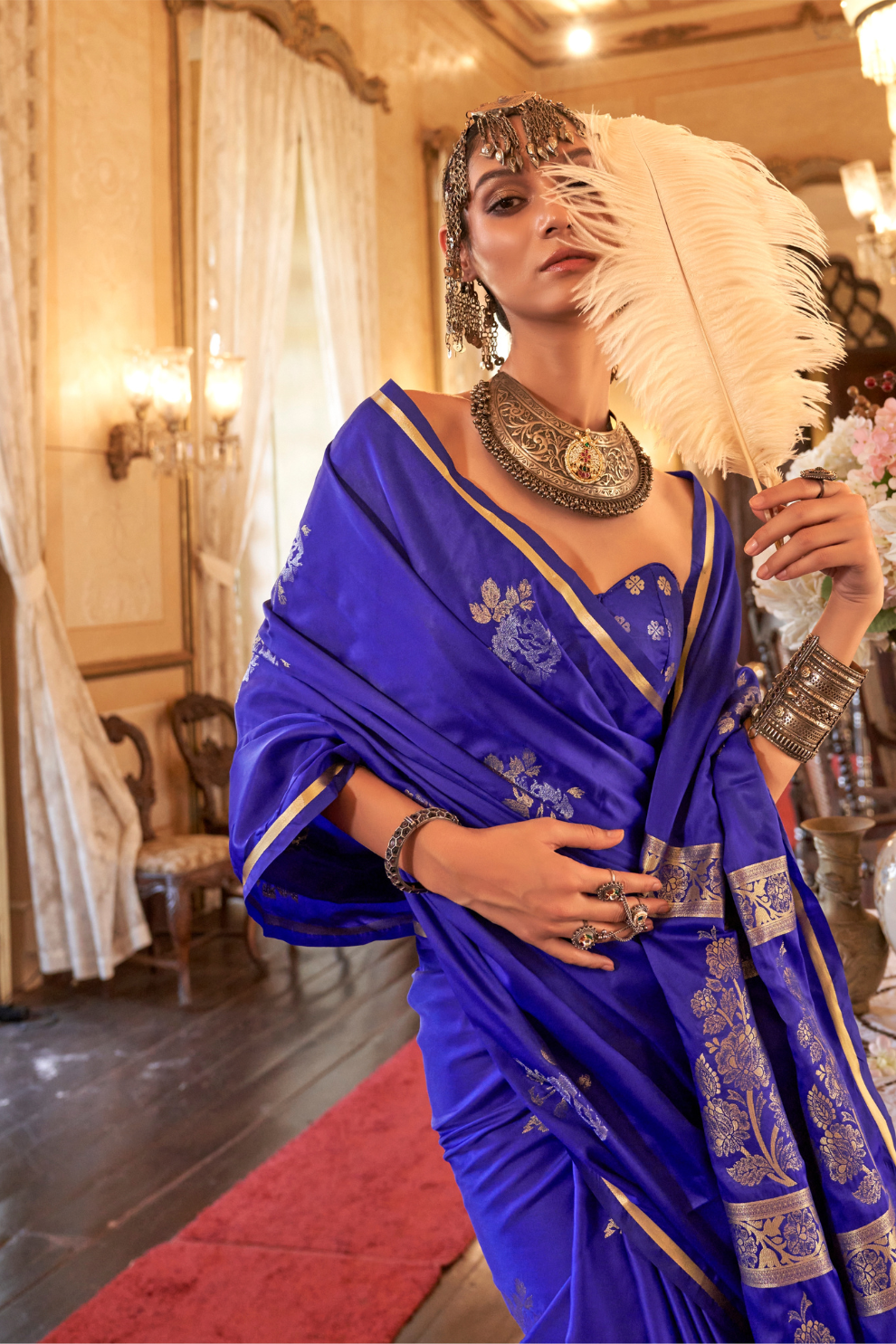 Zari Woven Banarasi Satin Silk Saree with Glossy Rich Finish