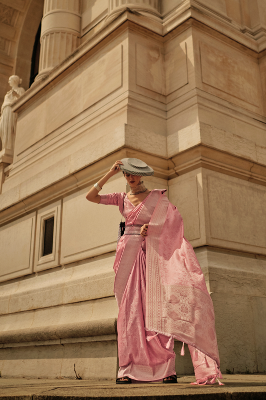 Lustrous Silk Satin Saree with Elegant Drape
