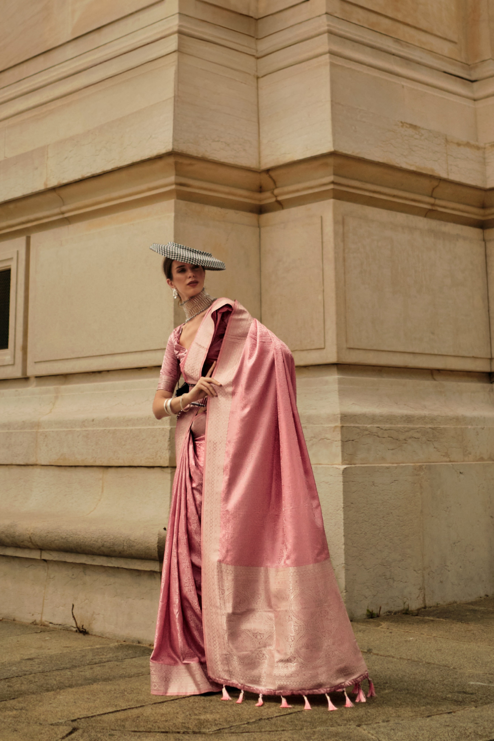 Lustrous Silk Satin Saree with Elegant Drape