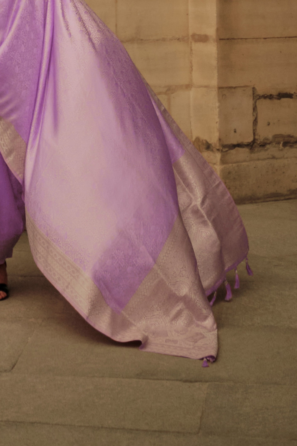 Lustrous Silk Satin Saree with Elegant Drape