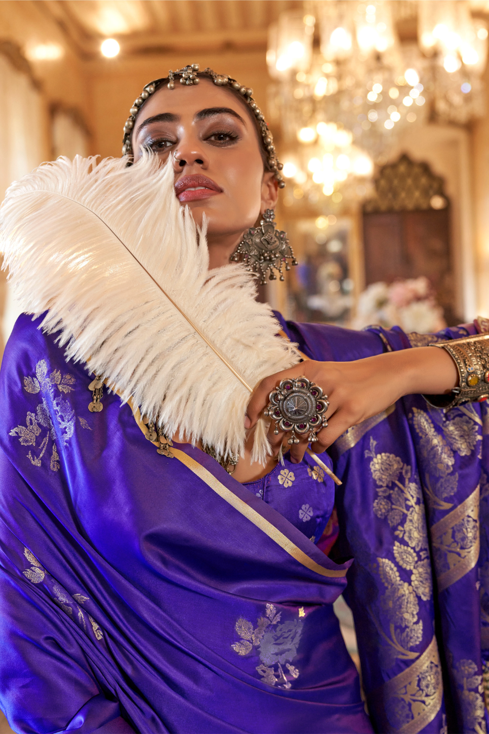 Zari Woven Banarasi Satin Silk Saree with Glossy Rich Finish