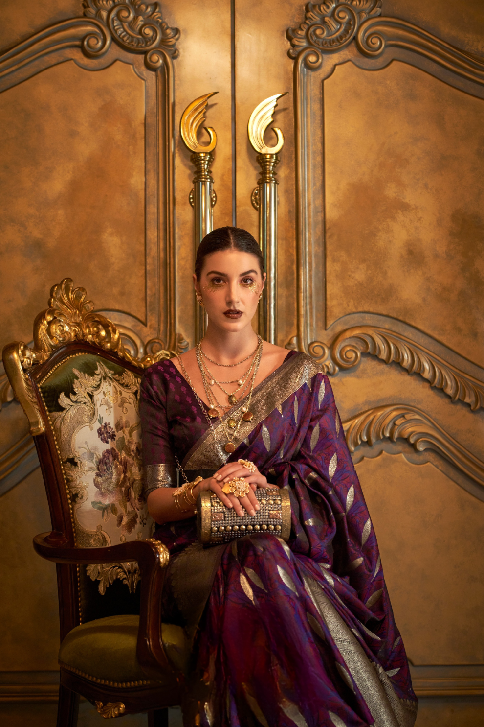 Satin Handloom Saree with Intricate Weaving Work