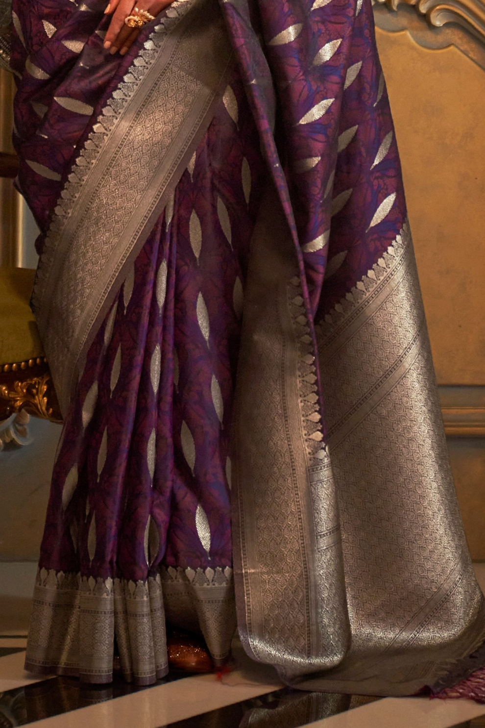 Satin Handloom Saree with Intricate Weaving Work