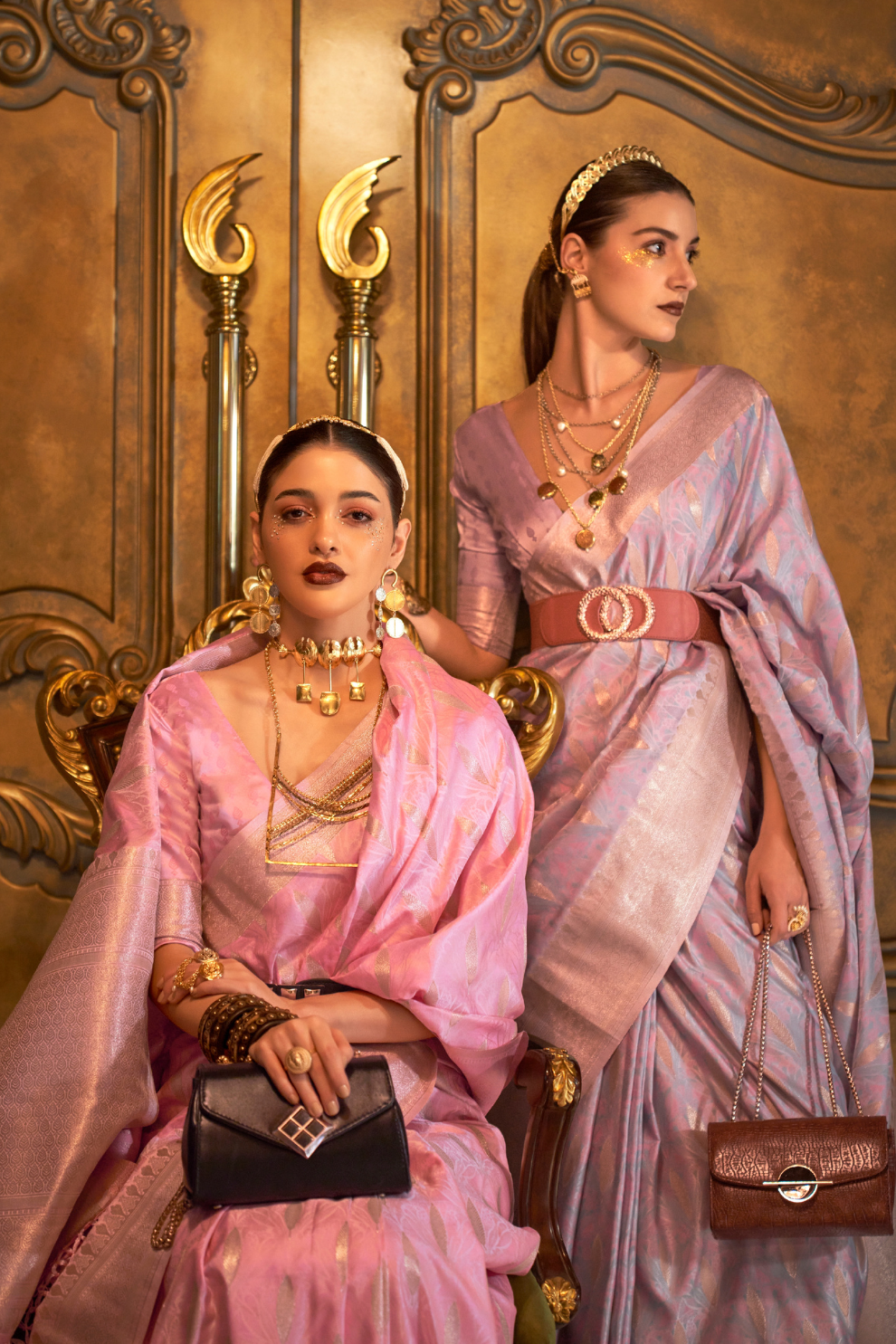 Satin Handloom Saree with Intricate Weaving Work