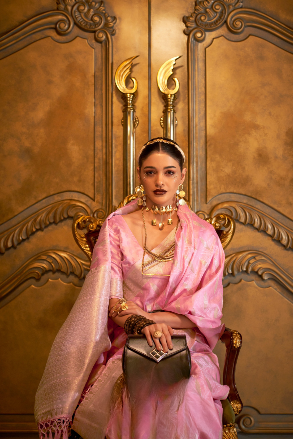 Satin Handloom Saree with Intricate Weaving Work