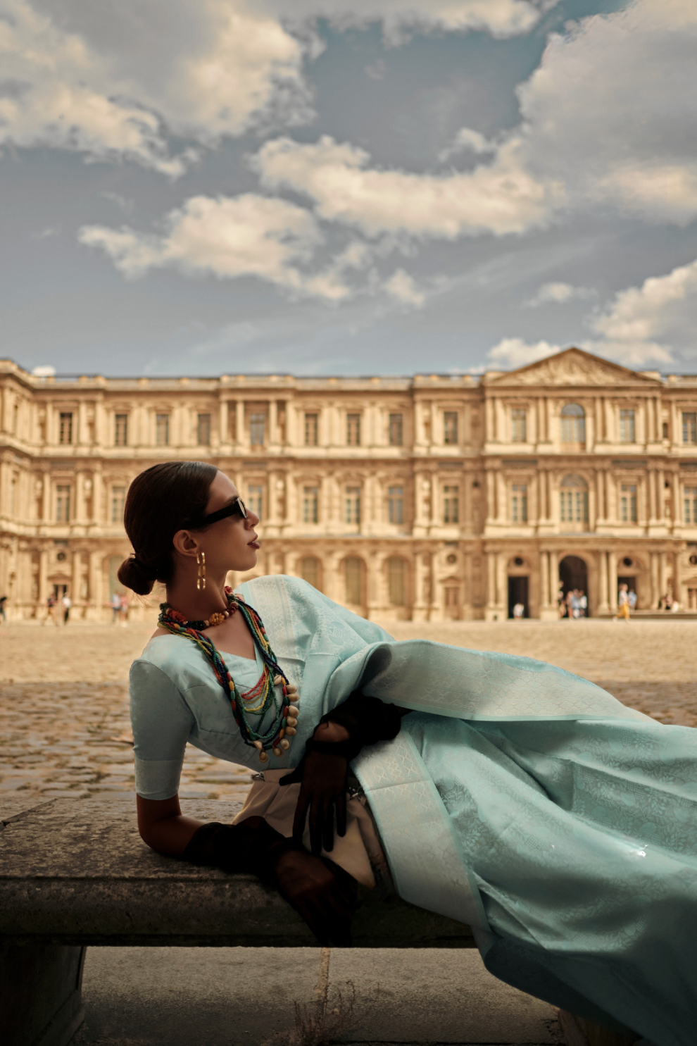 Lustrous Silk Satin Saree with Elegant Drape