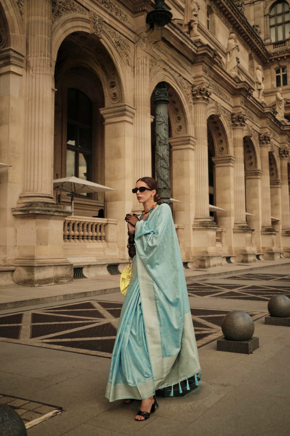 Lustrous Silk Satin Saree with Elegant Drape