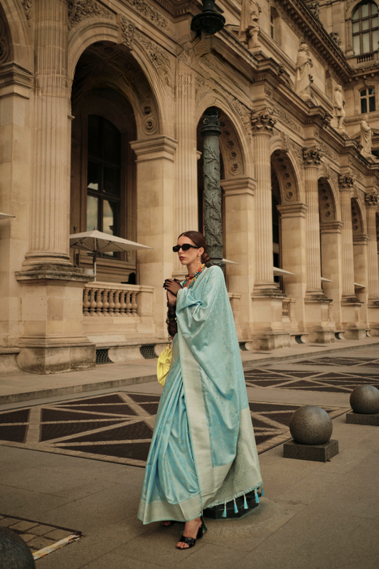 Lustrous Silk Satin Saree with Elegant Drape