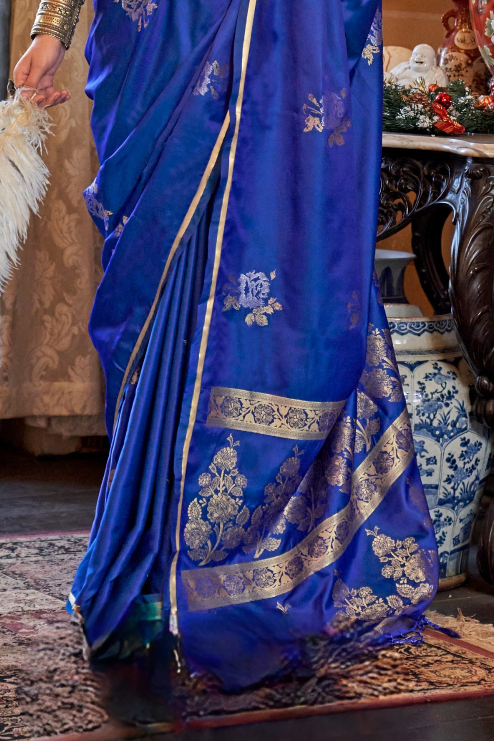 Zari Woven Banarasi Satin Silk Saree with Glossy Rich Finish