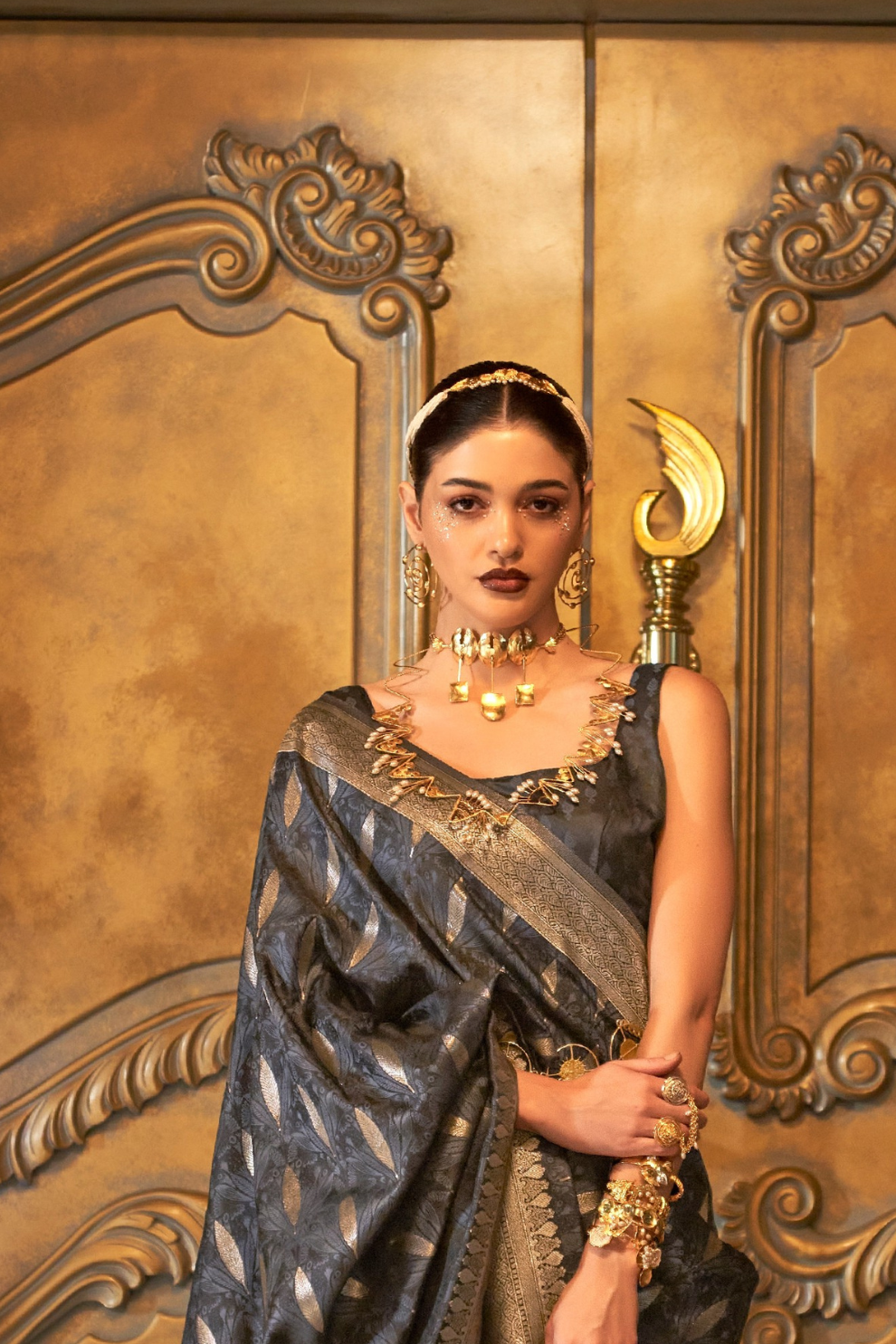 Satin Handloom Saree with Intricate Weaving Work
