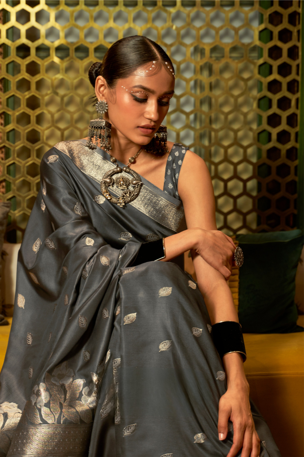 Elegant Fuchsia Satin Saree with Smooth Lustrous Finish