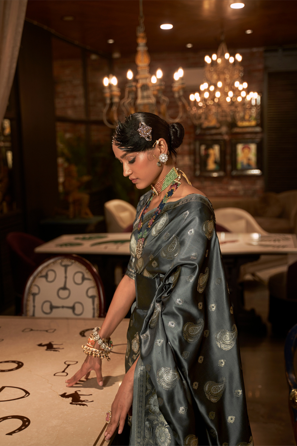 Pure Satin Saree with Elegant Handloom Weaving Design