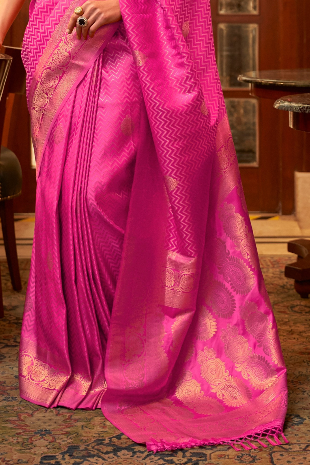 Pure Satin Weaving Silk Saree with Luxurious Glossy Finish