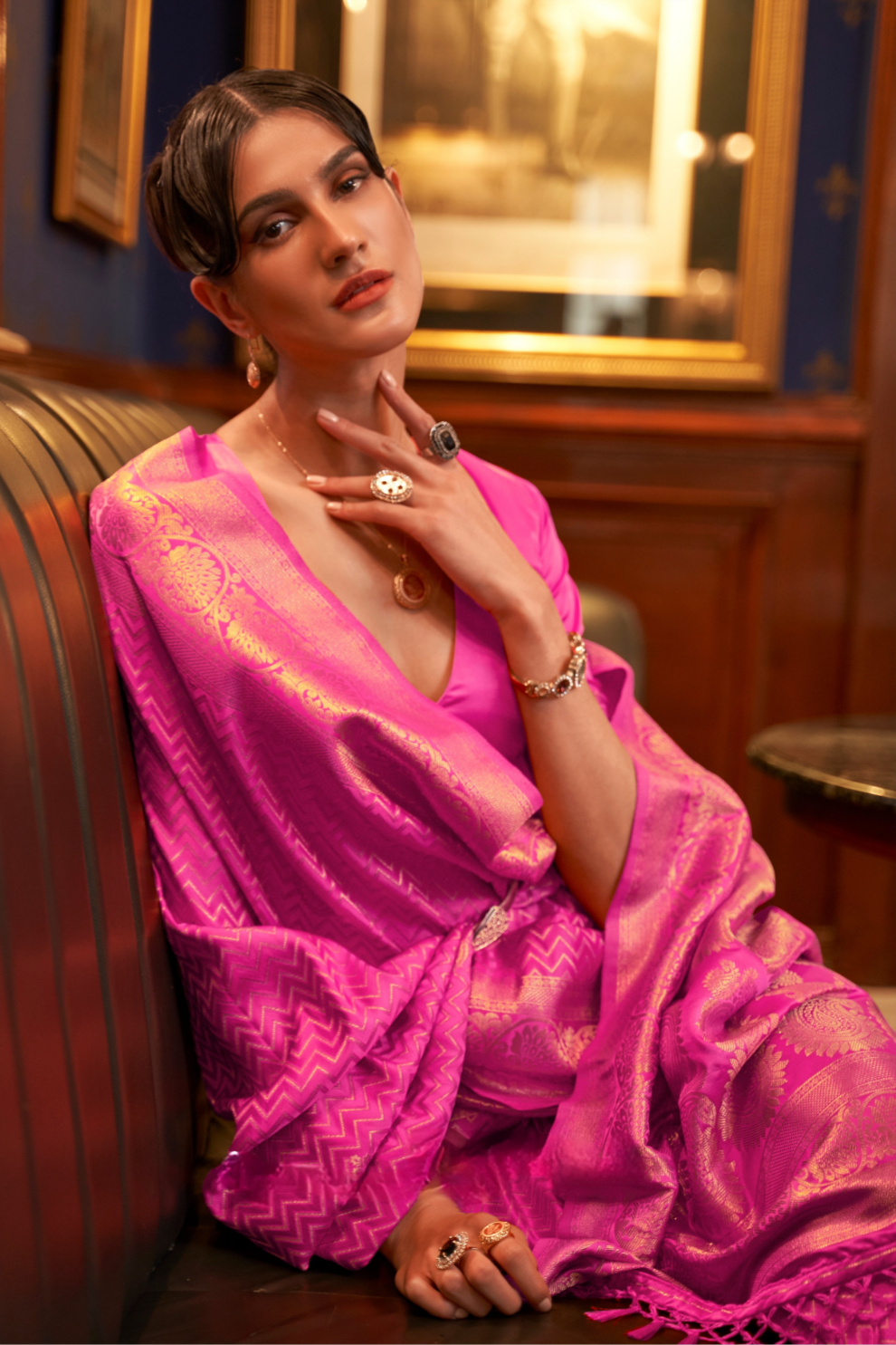 Pure Satin Weaving Silk Saree with Luxurious Glossy Finish