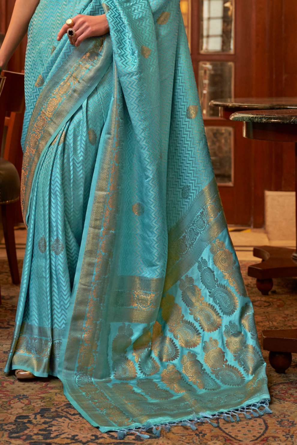 Pure Satin Weaving Silk Saree with Luxurious Glossy Finish