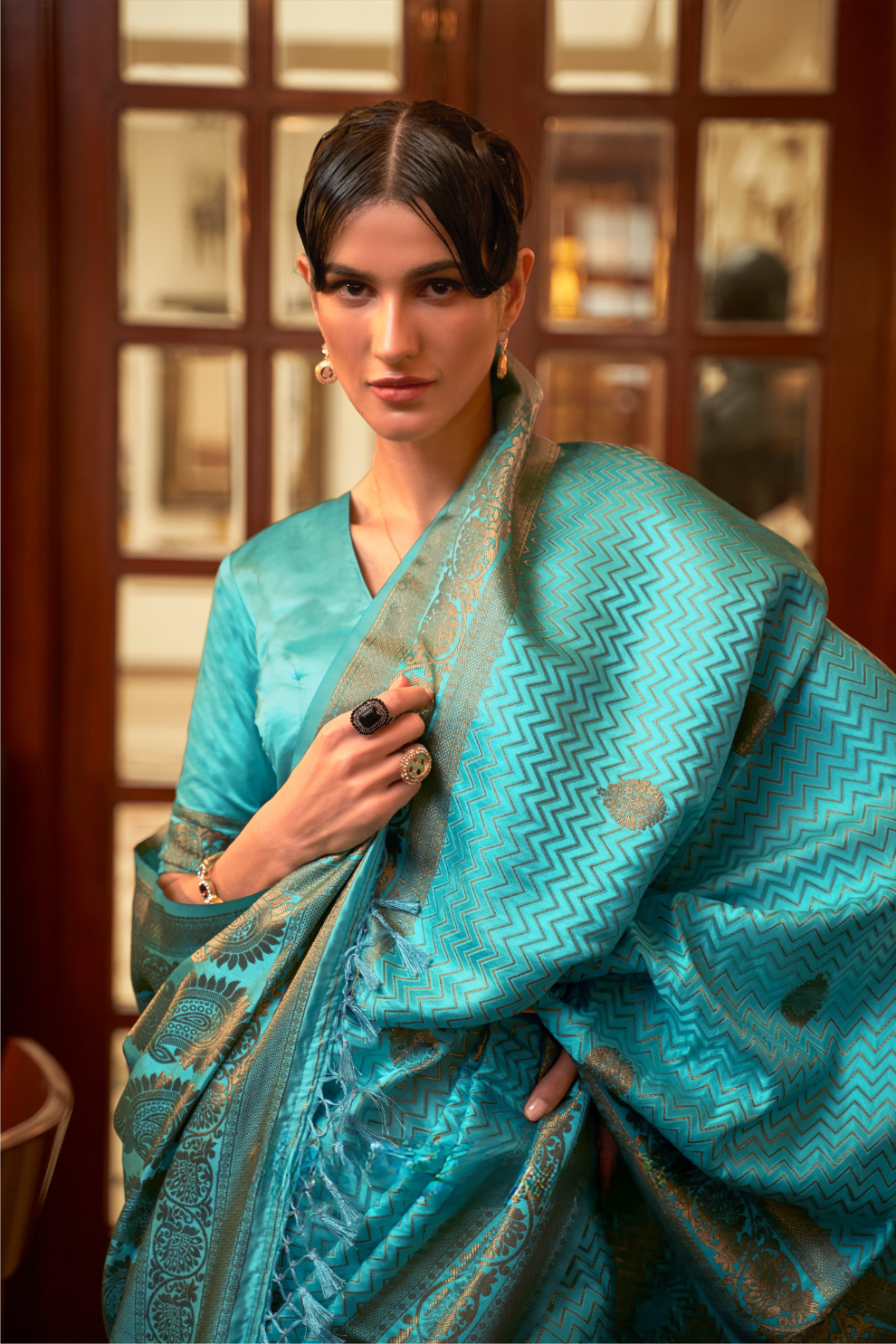 Pure Satin Weaving Silk Saree with Luxurious Glossy Finish