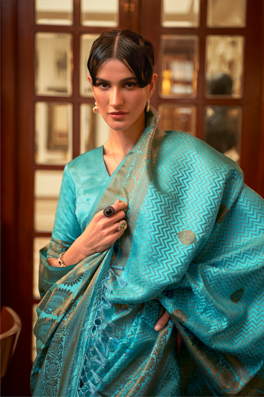 Pure Satin Weaving Silk Saree with Luxurious Glossy Finish