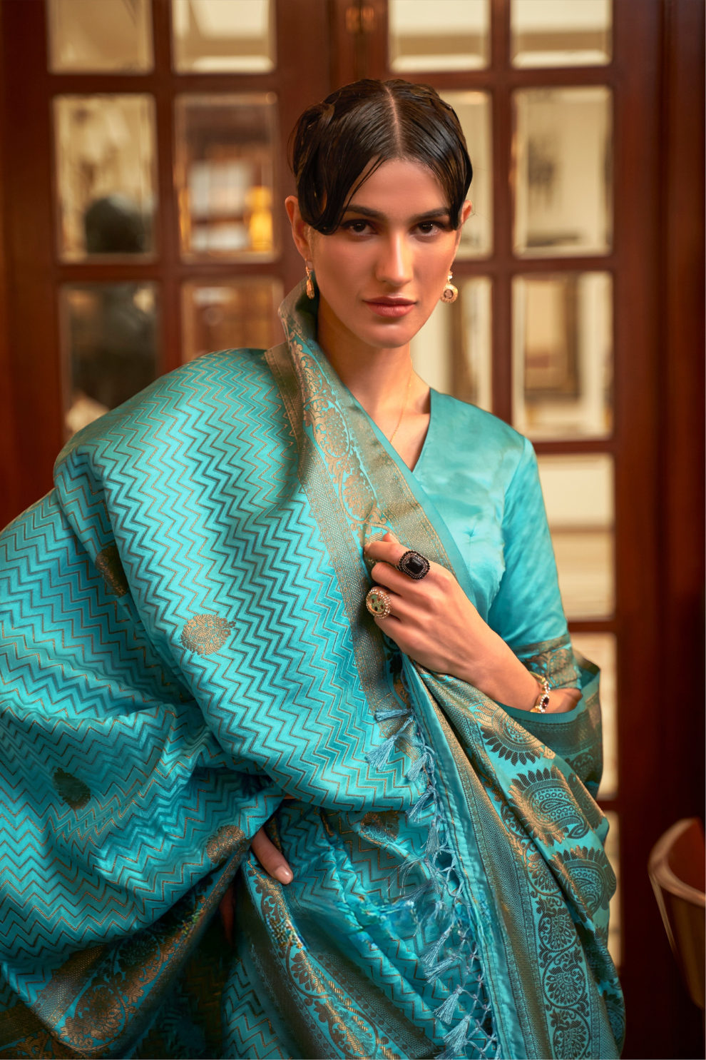 Pure Satin Weaving Silk Saree with Luxurious Glossy Finish