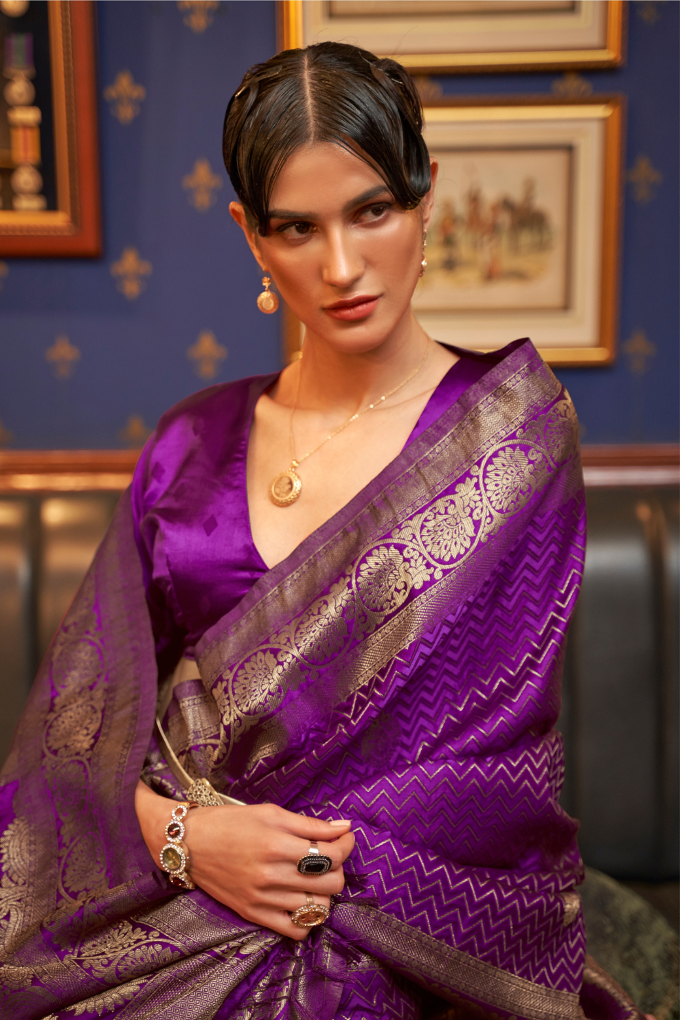 Pure Satin Weaving Silk Saree with Luxurious Glossy Finish