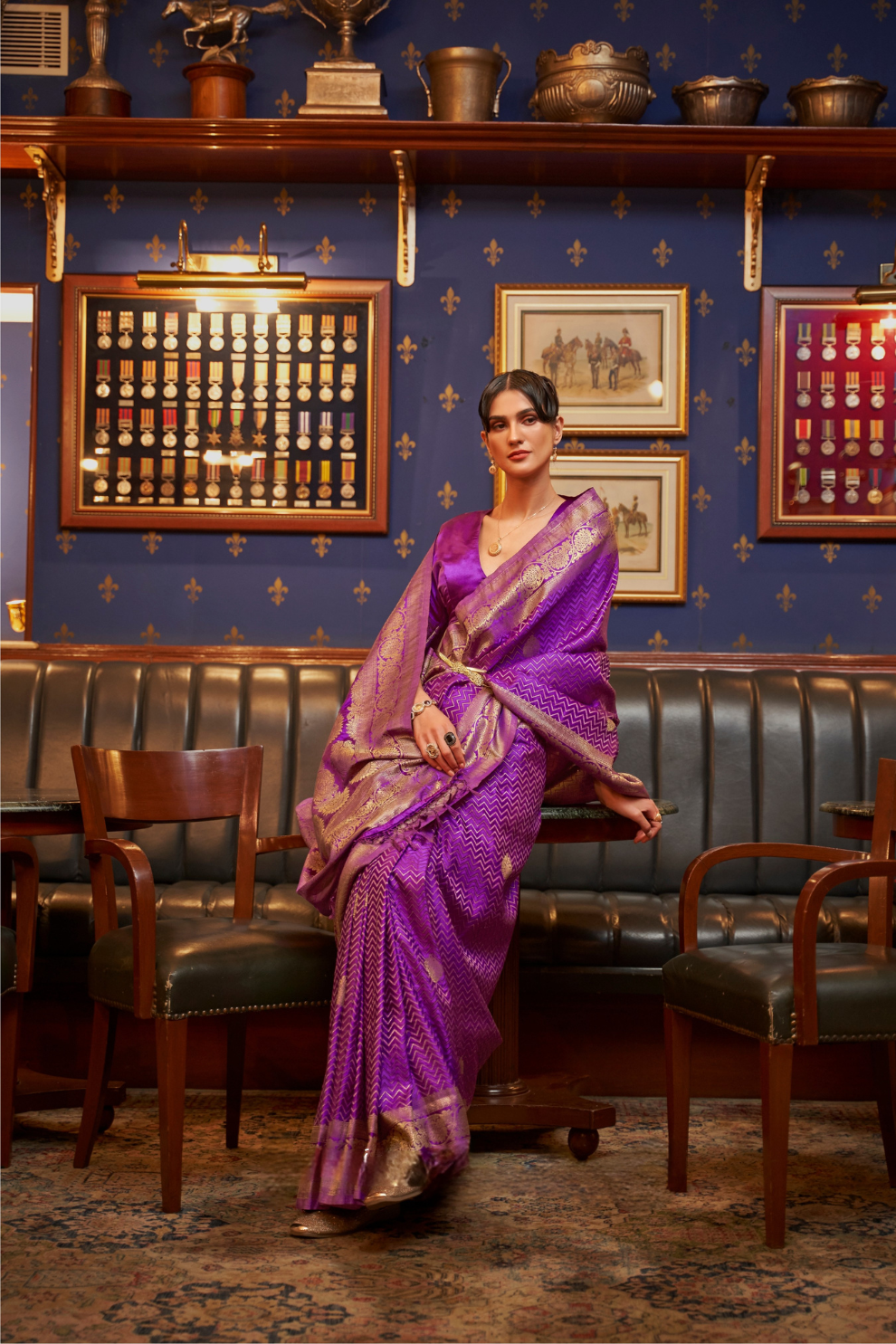 Pure Satin Weaving Silk Saree with Luxurious Glossy Finish