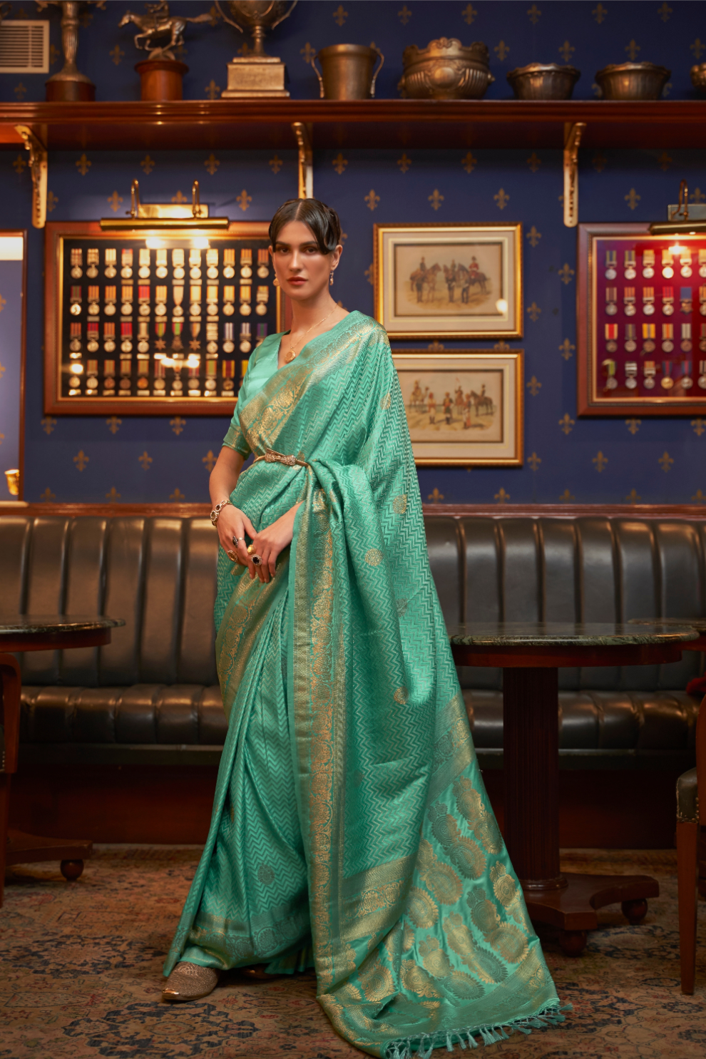 Pure Satin Weaving Silk Saree with Luxurious Glossy Finish