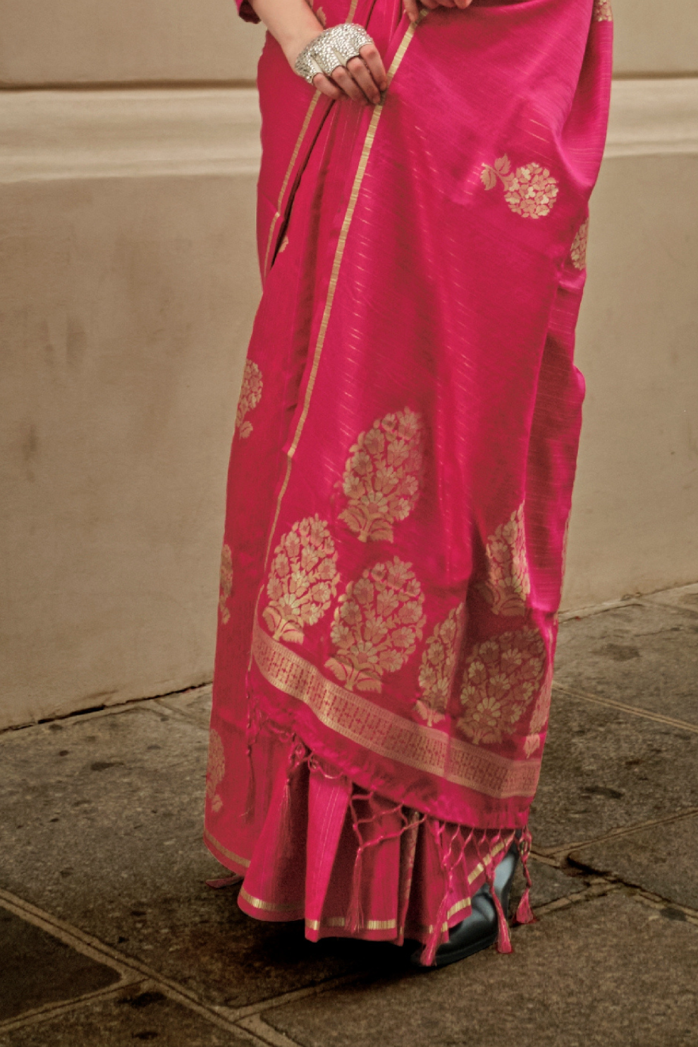 Zari Handloom Woven Satin Silk Saree with Lustrous Finish