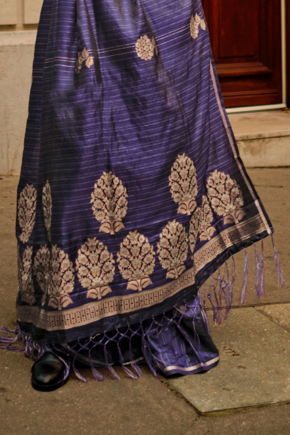 Zari Handloom Woven Satin Silk Saree with Lustrous Finish